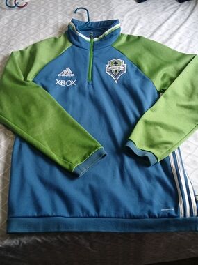 Adidas XBOX Seattle Sounders FC Quarter-Zip Sweater Knit Fleece Large MLS